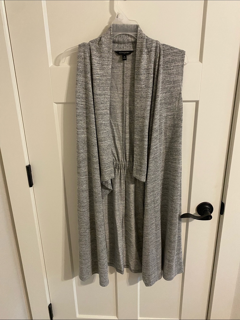 Banana Republic Factory Gray Open-Front Sleeveless Cardigan Vest